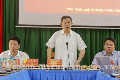 Thường trực Huyện ủy làm việc với Ban chấp hành Đảng bộ xã Phúc Ninh về tiến độ, kết quả xây dựng nông thôn mới nâng cao
