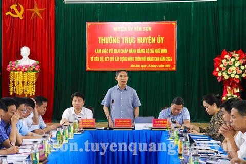 Thường trực Huyện ủy Yên Sơn đánh giá tiến độ xây dựng nông thôn mới nâng cao tại xã Nhữ Hán