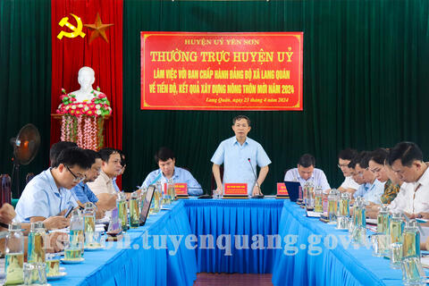 Thường trực Huyện ủy Yên Sơn đánh giá tiến độ xây dựng nông thôn mới tại xã Lang Quán
